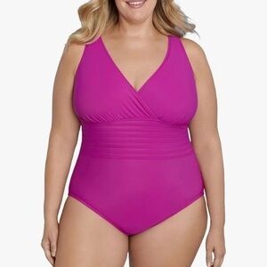 Aqua Green Women's UPF 50 Waist Detail Over The Shoulder One Piece Swimsuit